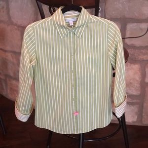 Light green / white stripe button down shirt